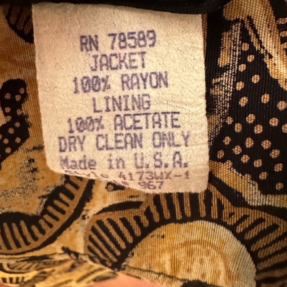 Vintage Cynthia Howie Woman Gold Floral Lined Union Made Blazer Jacket Size 20 - Picture 8 of 9